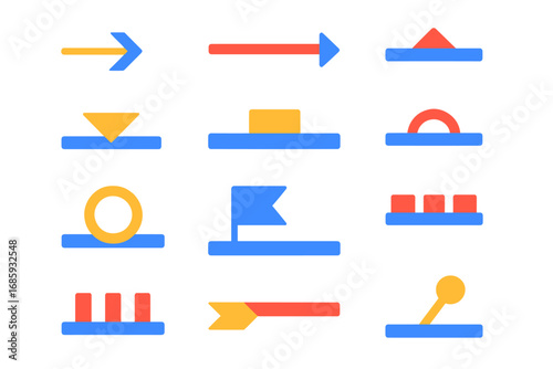 Modern Welding Icons. Flat vector icons of welding symbols: arrow line, reference line, fillet weld symbol, groove weld symbol,