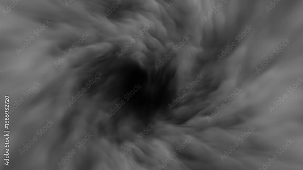 dark gray abstract smoke vortex background loop, a seamless animation for a mysterious, spooky or cinematic intro