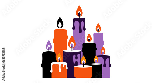Spooky flickering candles for a halloween night atmosphere with wax drips