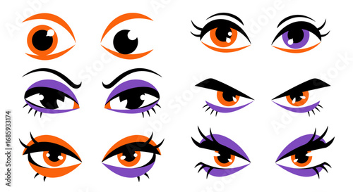 Diverse vector eye set expressing various emotions and expressions perfectly