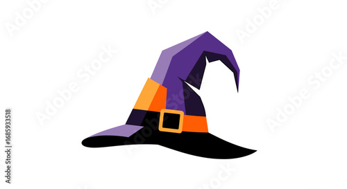 Whimsical halloween witch hat illustration with buckle and traditional look