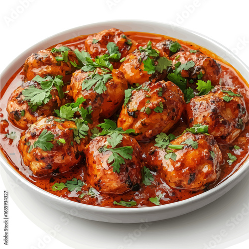 Butter Chicken, watercolor illustration vector, isolated on a white background.