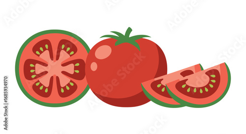 Stylized tomato vegetable arrangement showcasing fresh wholesome ingredients
