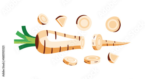 Stylized parsnip root vegetable, showcasing nutritious dietary option and food