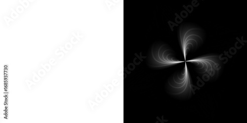 white abstract clover shape with transparent and black background