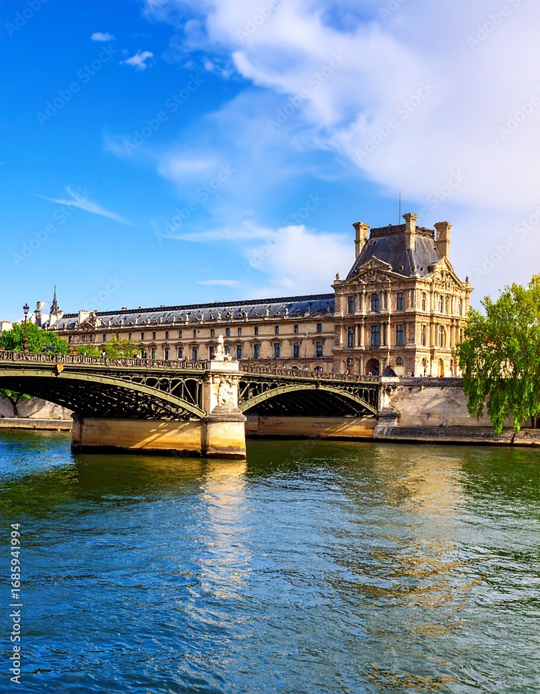 Fototapeta premium Parisian cityscape with a bridge and museum