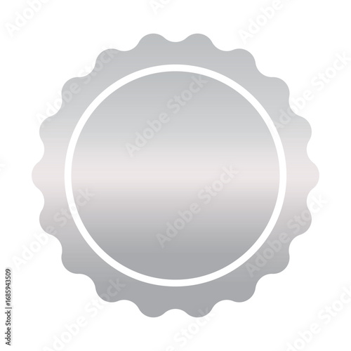 Seal stamp silver luxury glossy elegant icon vector illustration isolated on white background without text. Silver shiny luxury label for promo seal. Winner, Trophy, Top Quality concept. EPS 10