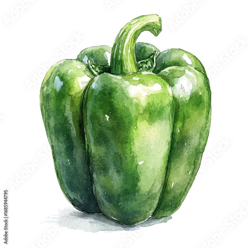 Bell Pepper, watercolor drawing vector, isolated on a white background.