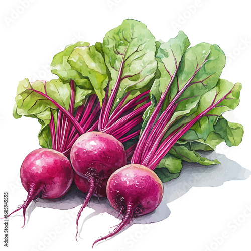 Beetroot, watercolor clipart vector, isolated on a white background.