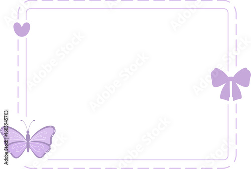 Frame Border with Butterfly, Bow and Heart