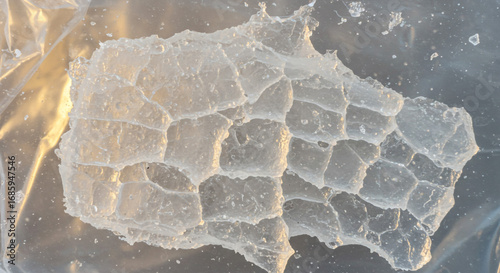 Abstract transparent cellular structure bathed in soft light, perfect for modern design concepts