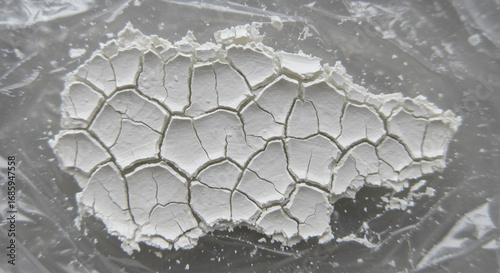 Cracked white surface with intricate patterns evoking texture, fragility, and abstract design