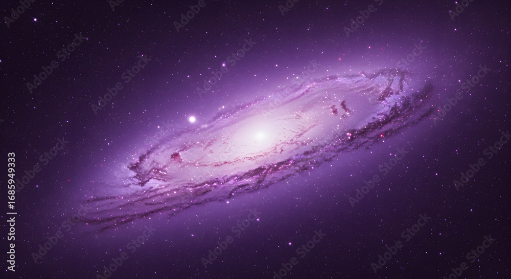 Obraz premium A stunning view of a spiral galaxy with swirling arms, glowing core, and twinkling stars against a dark sky.