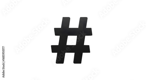 A black hashtag symbol vector illustration isolated on transparent background, commonly used on social media platforms to categorize and group topics or keywords