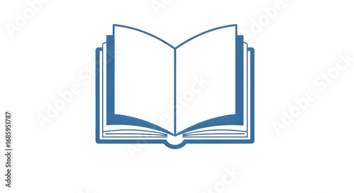 Illustration of an open book with blank pages, isolated on transparent background the image represents knowledge, education, reading, and learning