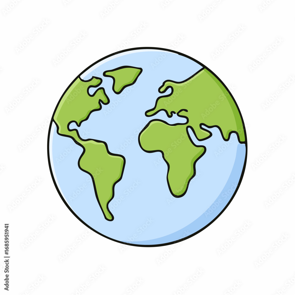 Obraz premium Illustration of the Planet Earth, a vibrant depiction of continents and oceans, symbolizing global connection and environmental awareness