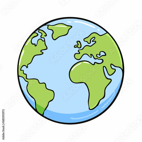 Illustrated globe showing continents of earth from space, a simple and clean graphic representation for educational or informational purposes
