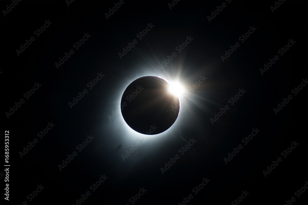Obraz premium Total solar eclipse viewed from a remote location during daylight