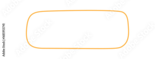 Fluid hand drawn rectangle outline forms a unique text box shape. Modern frame and template in orange for minimal background or label, ideal as textbox or for creative card and message.