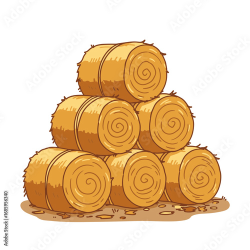 Stack of hay bales in an agricultural setting vector illustration on transparent background