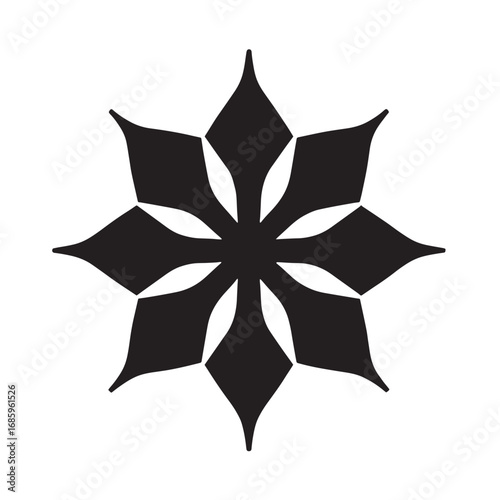 Abstract Star Flower Icon Black and white illustration