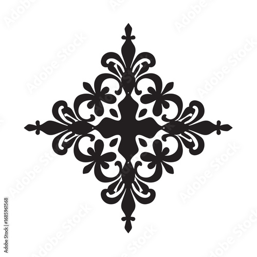 Ornate Flourish Design Black and white illustration