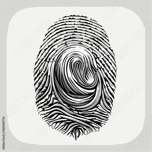 Unique fingerprint graphic, intricate biometric pattern, representing identity and individuality