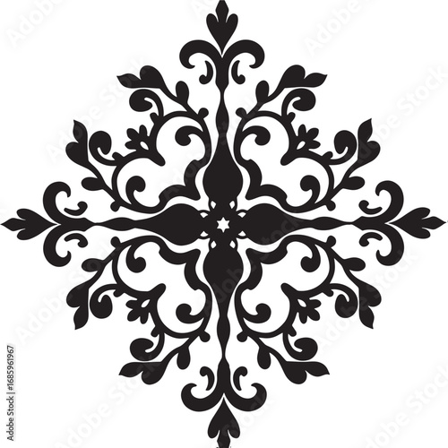 Ornate Floral Pattern Black and white illustration