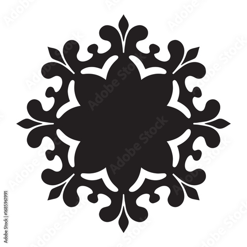 Decorative Floral Pattern Black and white illustration