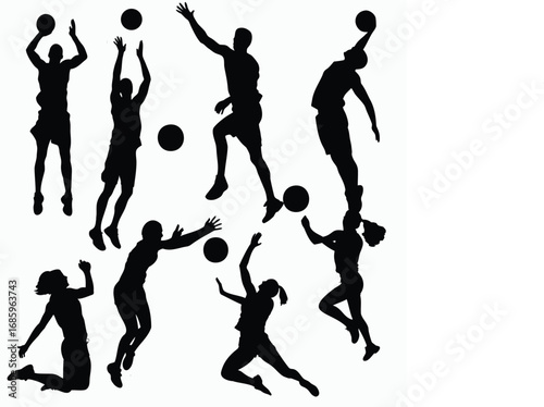 Basketball Silhouettes in Action