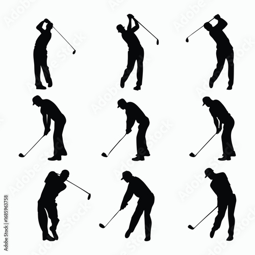 Golf Player Silhouettes Collection