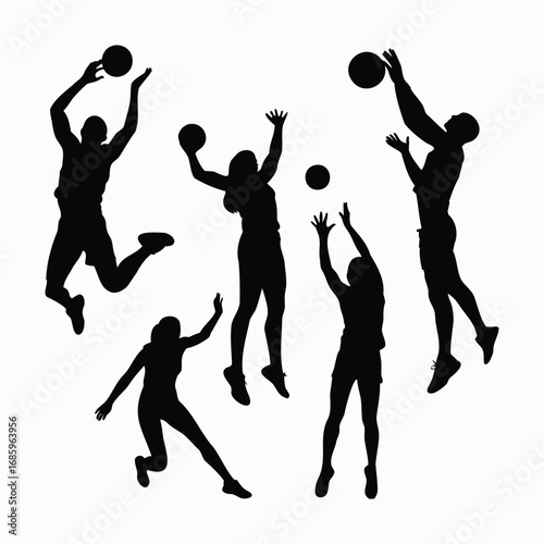 Basketball Silhouettes in Action