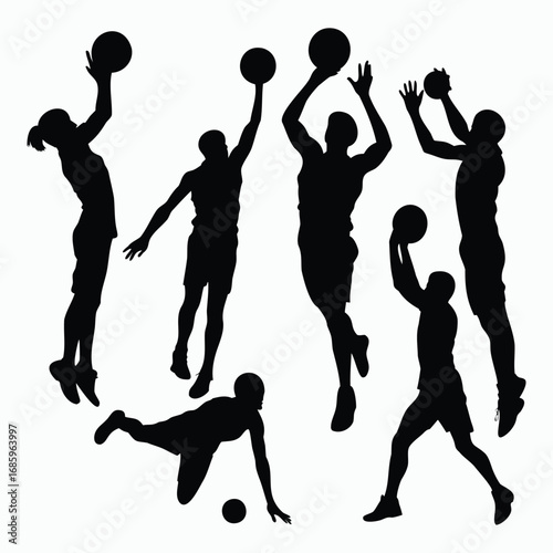Basketball Silhouettes in Action