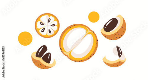 Creative illustration showcases santol fruit segments on a clean background