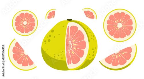 Vibrant Pomelo Arrangement: A Fresh Citrus Delight with Pink Pulps Display