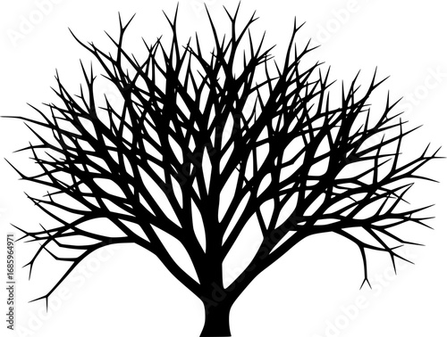 silhouette leafless desert shrub with dry branches set. vector
