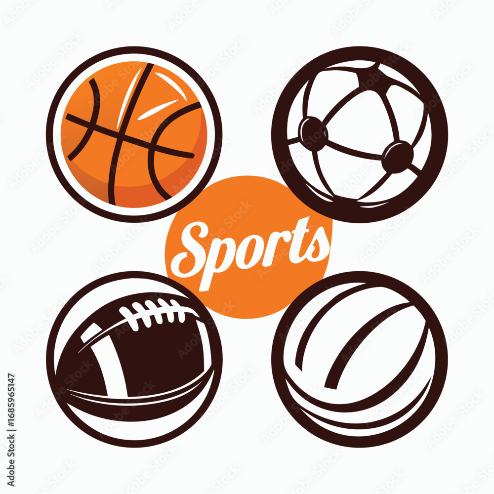 Obraz premium Sports Ball Icons Set