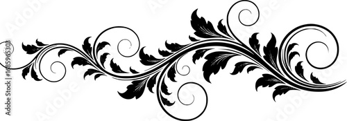 Decorative floral vines set vector, floral vine silhouette featuring elegant swirls and leaves,

