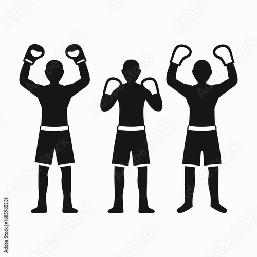 Boxing Fighter Silhouettes in Action Poses – Vector Illustration Set