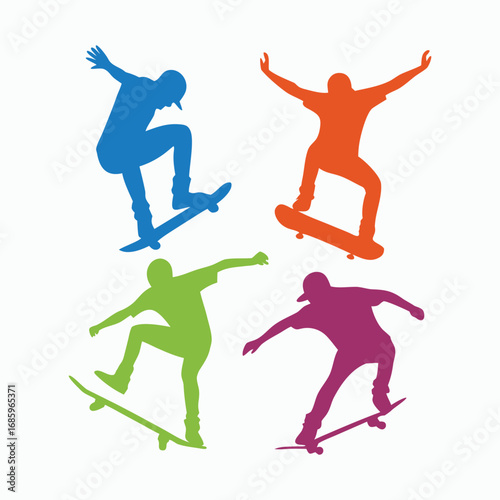 Skateboarder Silhouette Set – Action Poses Collection