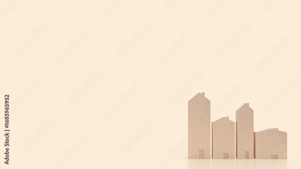 Fototapeta premium The Wood House for property concept 3d Rendering.