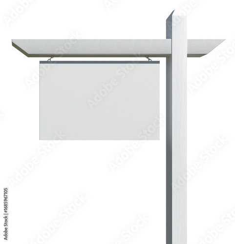 Blank Wooden Real Estate Sign on a Transparent Background. Transparent PNG.