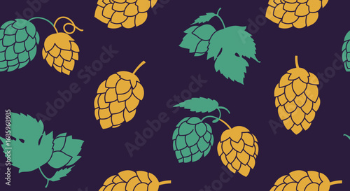 Vector Seamless Pattern Design with Hops Cones