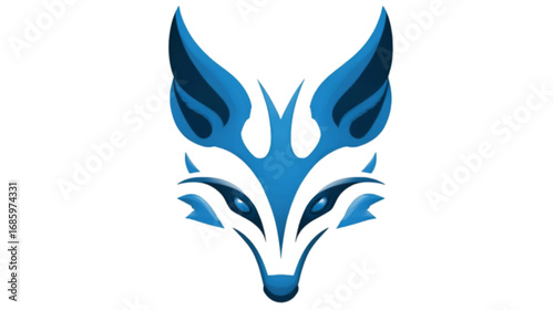 Stylized blue fox head graphic logo design.