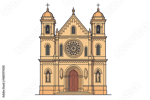 The historic church facade showcases breathtaking architectural beauty