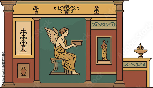 The villa of Poppea, with its frescoes, is located in the archaeological area of Torre Annunziata, near Oplontis, in Naples, Italy