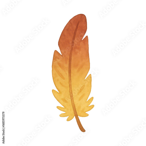 PNG Watercolor feather autumn elegance.