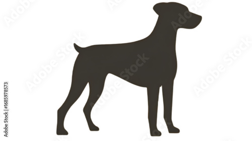 Simple black silhouette of a standing dog profile.