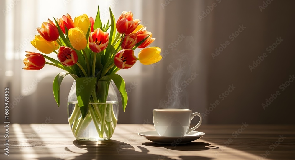 custom made wallpaper toronto digitalSunlit Tulips and Morning Coffee A Perfect Start to the Day
