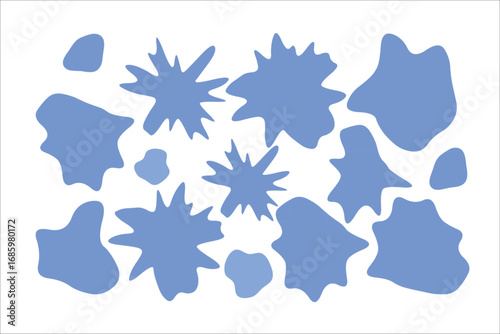 Abstract Blue Blob Shapes Set. Fluid Gradient Vector Background Elements
